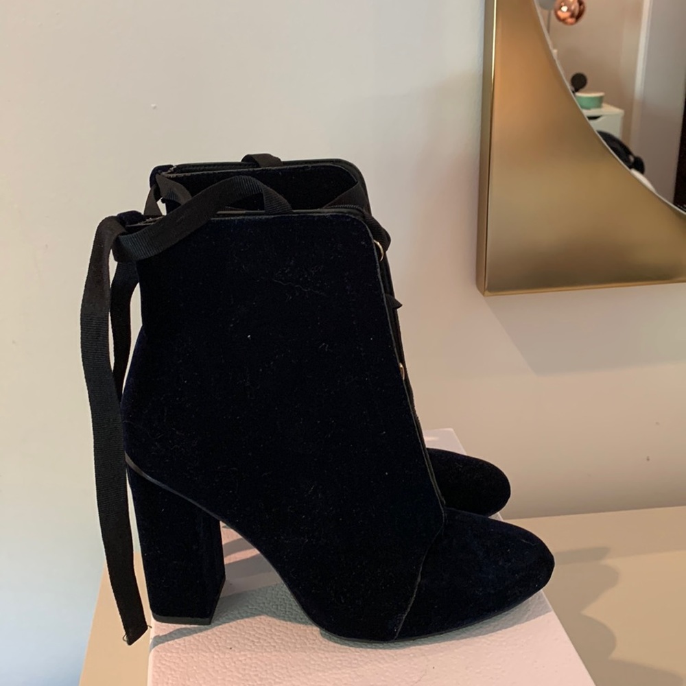 Zara Blue Velvet Booties Size 39